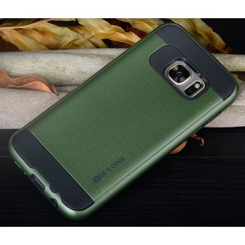 Двухкомпонентный силиконовый матовый чехол с поликарбонатными вставками экстрим защиты с текстурным покрытием Металлик для Samsung Galaxy S7 Зеленый