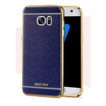 Силиконовый непрозрачный чехол с текстурным покрытием Кожа для Samsung Galaxy S7 Синий