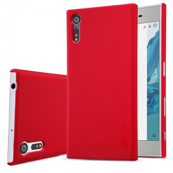 Пластиковый непрозрачный матовый нескользящий премиум чехол для Sony Xperia XZ/XZs Красный