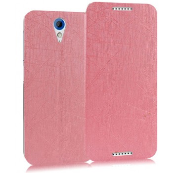 Чехол горизонтальная книжка подставка текстура Линии на пластиковой основе на присосках для HTC Desire 620 Розовый