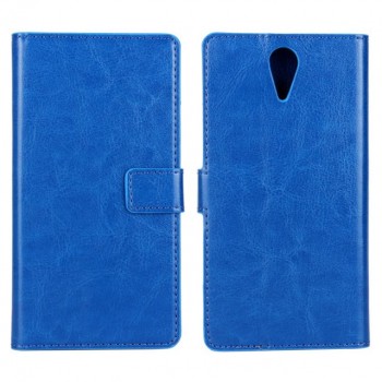 Глянцевый водоотталкивающий чехол горизонтальная книжка подставка на пластиковой основе с отсеком для карт на магнитной защелке для HTC Desire 620 Синий