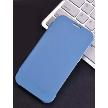 Чехол горизонтальная книжка на пластиковой основе для Samsung J1 Голубой