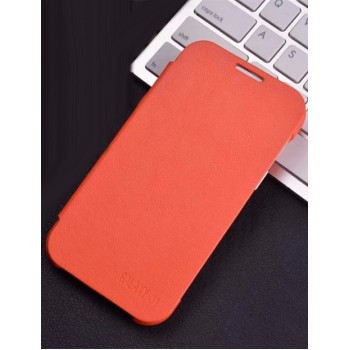 Чехол горизонтальная книжка на пластиковой основе для Samsung J1 Оранжевый
