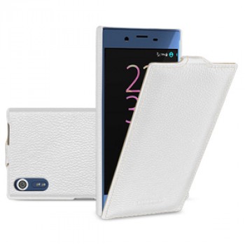 Кожаный чехол вертикальная книжка (премиум нат. кожа) для Sony Xperia X  Белый