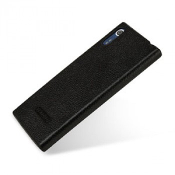 Кожаный чехол накладка (премиум нат. кожа) для Sony Xperia X  Черный