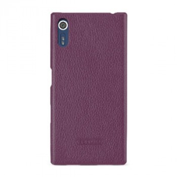 Кожаный чехол накладка (премиум нат. кожа) для Sony Xperia X  Фиолетовый