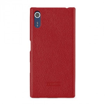 Кожаный чехол накладка (премиум нат. кожа) для Sony Xperia X  Красный