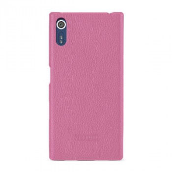 Кожаный чехол накладка (премиум нат. кожа) для Sony Xperia X  Розовый