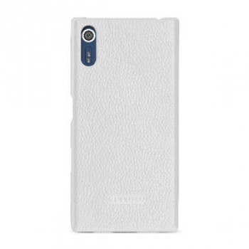 Кожаный чехол накладка (премиум нат. кожа) для Sony Xperia X  Белый