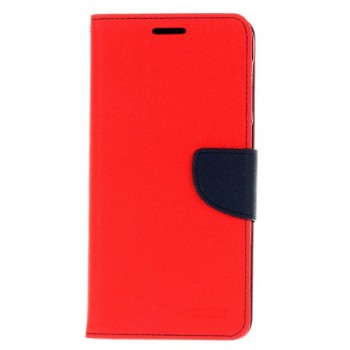 Чехол горизонтальная книжка подставка на силиконовой основе с отсеком для карт на дизайнерской магнитной защелке для Asus ZenFone 3 Laser  Красный