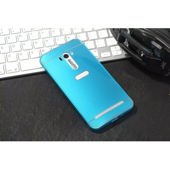 Двухкомпонентный чехол c металлическим бампером с поликарбонатной накладкой и отверстием для логотипа для ASUS Zenfone Selfie  Голубой