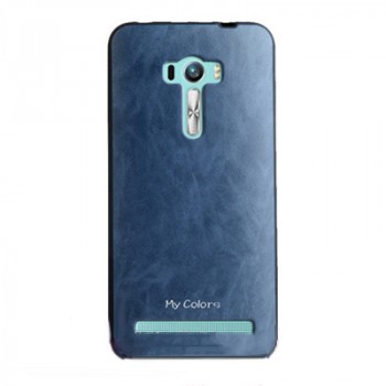 Силиконовый чехол накладка для ASUS Zenfone Selfie с текстурой кожи Синий