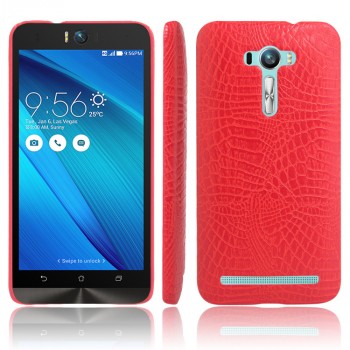 Чехол задняя накладка для ASUS Zenfone Selfie с текстурой кожи Красный