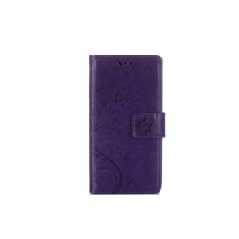 Чехол горизонтальная книжка подставка текстура Бабочка на силиконовой основе с отсеком для карт на магнитной защелке для Sony Xperia X Compact Фиолетовый