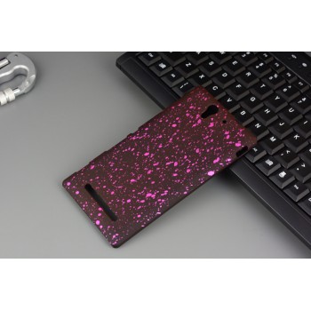 Пластиковый непрозрачный матовый чехол с голографическим принтом для Sony Xperia C3 Розовый