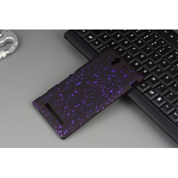 Пластиковый непрозрачный матовый чехол с голографическим принтом для Sony Xperia C3 Фиолетовый
