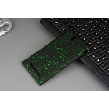 Пластиковый непрозрачный матовый чехол с голографическим принтом для Sony Xperia C3 Зеленый