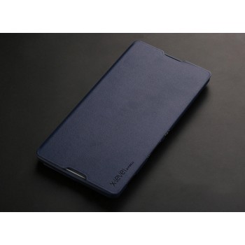 Чехол горизонтальная книжка подставка текстура Кожа на пластиковой основе для Sony Xperia C3  Синий