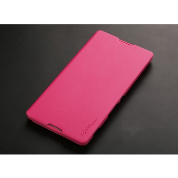 Чехол горизонтальная книжка подставка текстура Кожа на пластиковой основе для Sony Xperia C3  Розовый