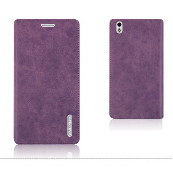 Винтажный чехол горизонтальная книжка подставка на пластиковой основе с отсеком для карт на присосках для HTC Desire 816  Фиолетовый