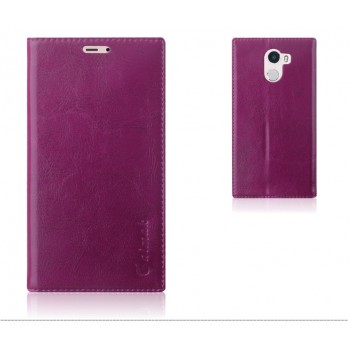 Глянцевый водоотталкивающий чехол горизонтальная книжка подставка на силиконовой основе с отсеком для карт на присосках для Xiaomi RedMi 4 Фиолетовый