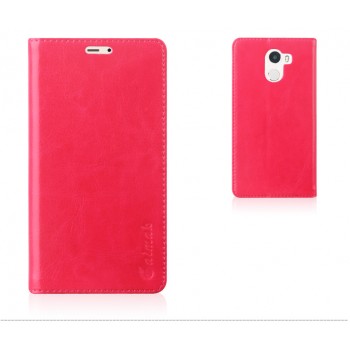 Глянцевый водоотталкивающий чехол горизонтальная книжка подставка на силиконовой основе с отсеком для карт на присосках для Xiaomi RedMi 4 Красный