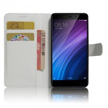 Чехол портмоне подставка для Xiaomi RedMi 4/Pro с магнитной защелкой и отделениями для карт Белый