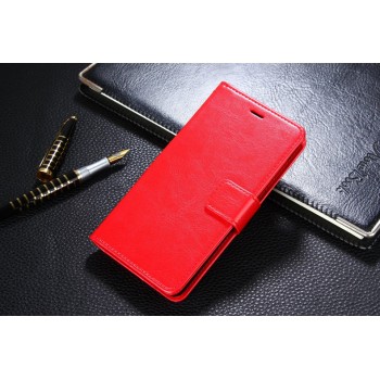 Глянцевый водоотталкивающий чехол портмоне подставка на силиконовой основе с отсеком для карт на магнитной защелке для Xiaomi RedMi 4A Красный