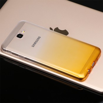 Силиконовый глянцевый полупрозрачный градиентный чехол для Samsung Galaxy J5 Prime  Желтый