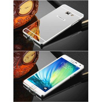 Двухкомпонентный чехол c металлическим бампером с поликарбонатной накладкой и зеркальным покрытием для Samsung Galaxy J5 Prime Серый