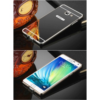 Двухкомпонентный чехол c металлическим бампером с поликарбонатной накладкой и зеркальным покрытием для Samsung Galaxy J5 Prime Черный