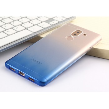 Силиконовый глянцевый полупрозрачный градиентный чехол для Huawei Honor 6X Голубой