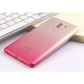 Силиконовый глянцевый полупрозрачный градиентный чехол для Huawei Honor 6X Розовый