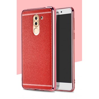 Силиконовый чехол накладка для Huawei Honor 6X с текстурой кожи Красный