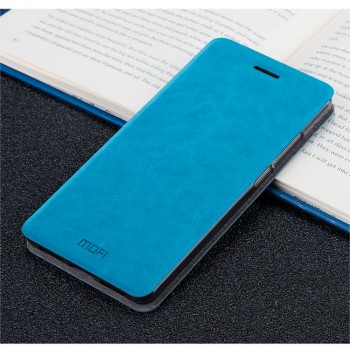 Глянцевый водоотталкивающий чехол горизонтальная книжка подставка на силиконовой основе для Huawei Honor 6X Голубой