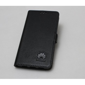 Кожаный чехол горизонтальная книжка подставка (премиум нат. кожа) с магнитной застежкой для Huawei Honor 6X 
