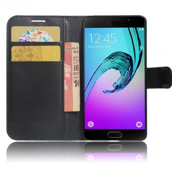 Чехол портмоне подставка для Samsung Galaxy A3 (2017) с магнитной защелкой и отделениями для карт Черный