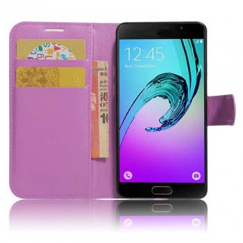 Чехол портмоне подставка для Samsung Galaxy A3 (2017) с магнитной защелкой и отделениями для карт Фиолетовый