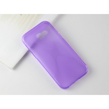Силиконовый матовый полупрозрачный чехол с нескользящими гранями и дизайнерской текстурой X для Samsung Galaxy A5 (2017)  Фиолетовый