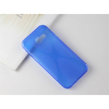 Силиконовый матовый полупрозрачный чехол с нескользящими гранями и дизайнерской текстурой X для Samsung Galaxy A5 (2017)  Синий