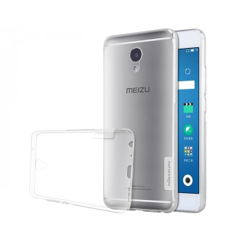 Силиконовый глянцевый полупрозрачный чехол с нескользящими гранями и защитными заглушками для Meizu M5 Note  Белый