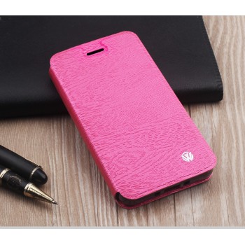 Чехол горизонтальная книжка подставка текстура Дерево на силиконовой основе для Meizu M5 Note  Розовый