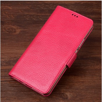 Кожаный чехол горизонтальная книжка подставка (премиум нат. кожа) с магнитной застежкой для Meizu M5 Note  Розовый