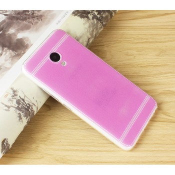 Чехол задняя накладка для Meizu M5 с текстурой кожи Розовый