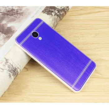 Чехол задняя накладка для Meizu M5 с текстурой кожи Синий