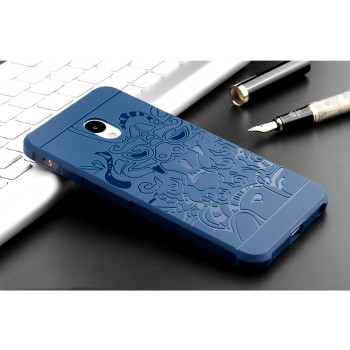 Силиконовый матовый непрозрачный чехол с текстурным покрытием Дракон для Meizu M5 Синий