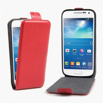 Чехол вертикальная книжка на силиконовой основе на магнитной защелке для Samsung Galaxy S4 Mini Красный