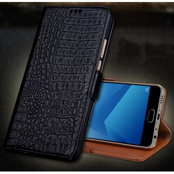 Кожаный чехол портмоне подставка (премиум нат. кожа крокодила) с магнитной застежкой для Meizu Pro 6 Plus 