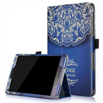 Чехол книжка подставка с рамочной защитой экрана, крепежом для стилуса и полноповерхностным принтом для ASUS ZenPad 3S 10