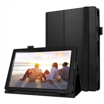 Чехол книжка подставка с рамочной защитой экрана, крепежом для стилуса и поддержкой кисти для Lenovo IdeaPad MIIX 310  Черный